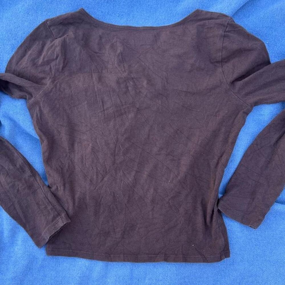 Hollister brown fitted long sleeve top scoop neck size M Y2K fashion 2000s - Picture 4 of 5